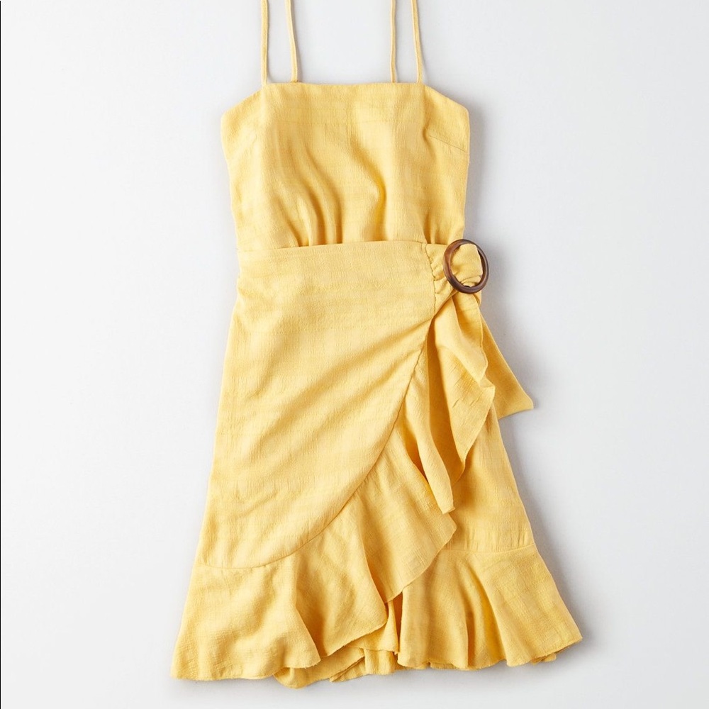 American eagle Yellow Wrap dress